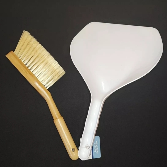Natural Bamboo Brush & Plastic Dustpan Set Kitchen Automobile Travel Laundry New - Picture 7 of 8